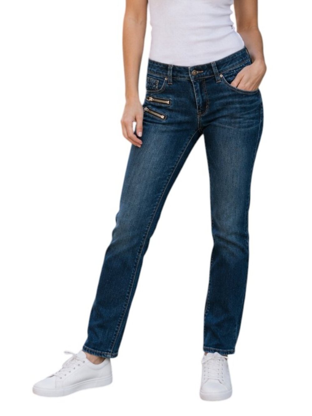 Guess Blue Dark Wash Low Rise Skinny Jeans, US27